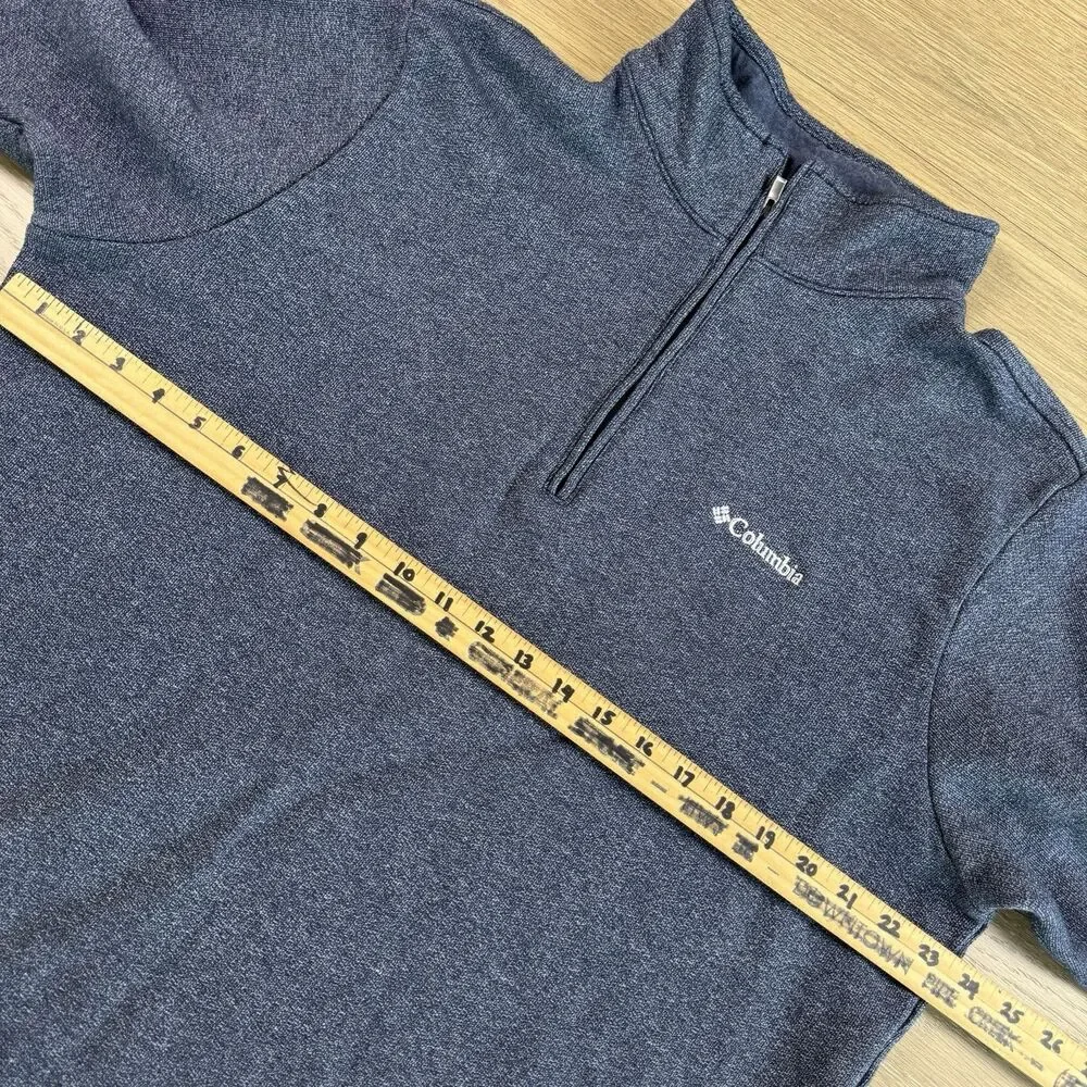 Columbia Sweater Men Large 1/4 Zip Fleece Pullover Blue Mock Neck Jacket
